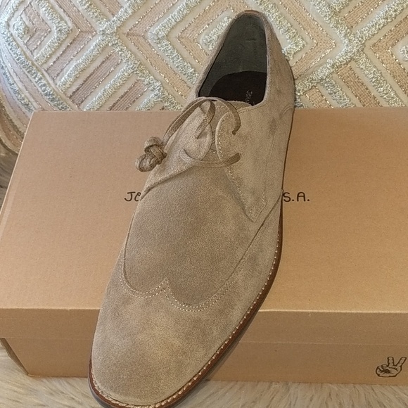 New John Varvatos Dress Wingtip Sandstone Sz 10 - Picture 3 of 5